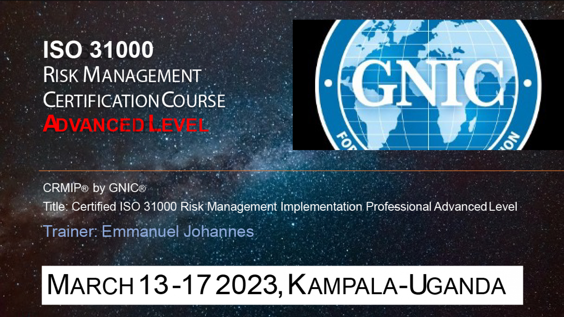 ISO 31000 Certification Training - Kampala - Uganda
